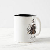 Tasse 2 Couleurs Nom du monogramme Papillon noir blanc (Devant droit)