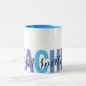 Tasse 2 Couleurs Nom du script de l'enseignant École bleue et viole (Centre)