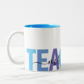 Tasse 2 Couleurs Nom du script de l'enseignant École bleue et viole (Gauche)