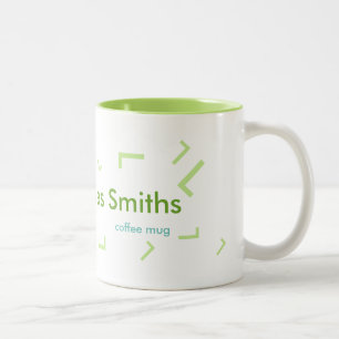 Tasse 2 Couleurs nom et lettre initiale, cool de typographie verte