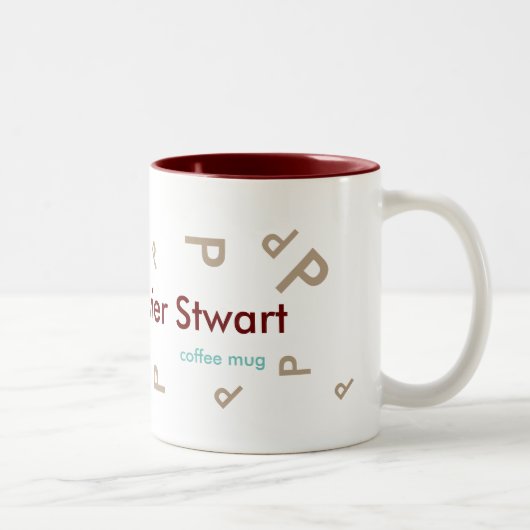 Tasse 2 Couleurs nom et lettre initiale, typographie et cool (Droit)