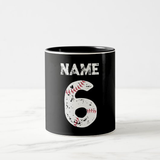 Tasse 2 Couleurs Nom et numéro 6 Baseball, Baseball (Centre)