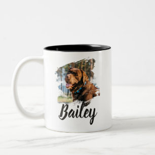 Tasse 2 Couleurs Nom et photo de l'animal de compagnie avec une typ