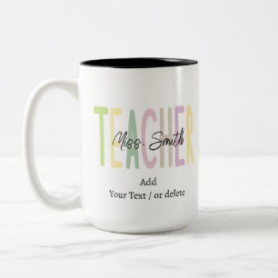 Tasse 2 Couleurs Nom et texte de l'enseignant personnalisé   Appréc