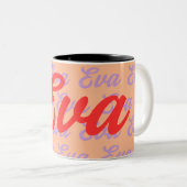 Tasse 2 Couleurs Nom Eva Conception de Motif répétitif (Devant droit)