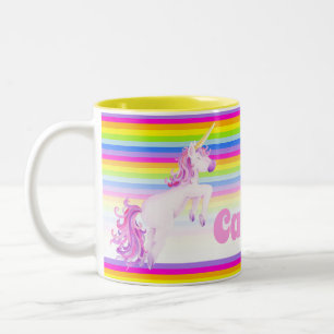 Tasse 2 Couleurs Nom fantaisie de coutume d'aquarelle de licorne