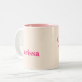 Tasse 2 Couleurs Nom floral rose personnalisé et monogramme (Devant gauche)