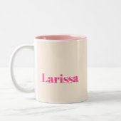 Tasse 2 Couleurs Nom floral rose personnalisé et monogramme (Gauche)