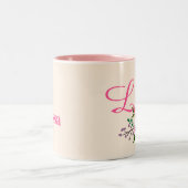 Tasse 2 Couleurs Nom floral rose personnalisé et monogramme (Centre)