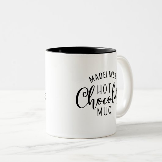 Tasse 2 Couleurs Nom Hot Chocolat Script (Devant droit)
