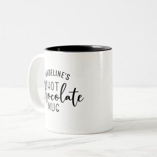 Tasse 2 Couleurs Nom Hot Chocolat Script (Devant gauche)