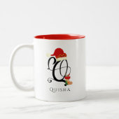 Tasse 2 Couleurs Nom Lettre Q Monogramme Écriture Moderne Noël (Gauche)