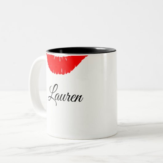 Tasse 2 Couleurs Nom/Lèvres Mug-Custom (Devant gauche)