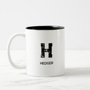 TASSE 2 COULEURS NOM MINIMALISTE NOIR MONOGRAMME À UNE LETTRE BLANC