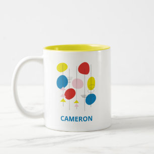 Tasse 2 Couleurs Nom Moderne Géométrique Bauhaus Personnalisé