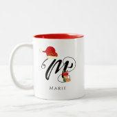 Tasse 2 Couleurs Nom moderne Initial Monogramme Lettre M Noël (Gauche)