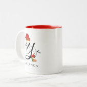 Tasse 2 Couleurs Nom Moderne Initiale Y Écriture Élégante de Noël (Devant gauche)
