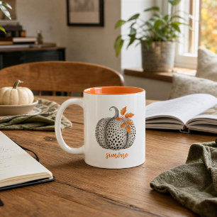 Tasse 2 Couleurs Nom modifiable Cute Orange Citrouille Harvest Auto