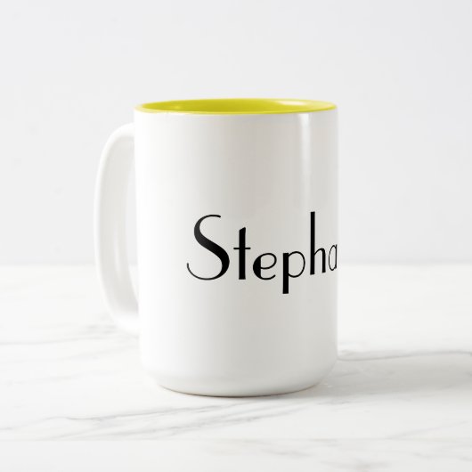 Tasse 2 Couleurs Nom Monogram Modèle Jaune Blanc Cool Cadeau (Devant gauche)