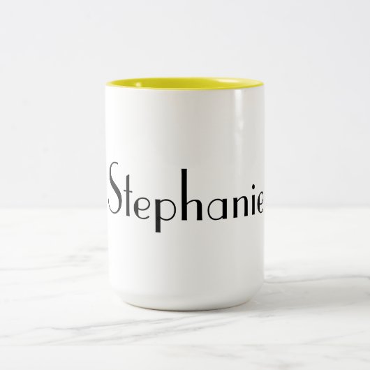 Tasse 2 Couleurs Nom Monogram Modèle Jaune Blanc Cool Cadeau (Centre)