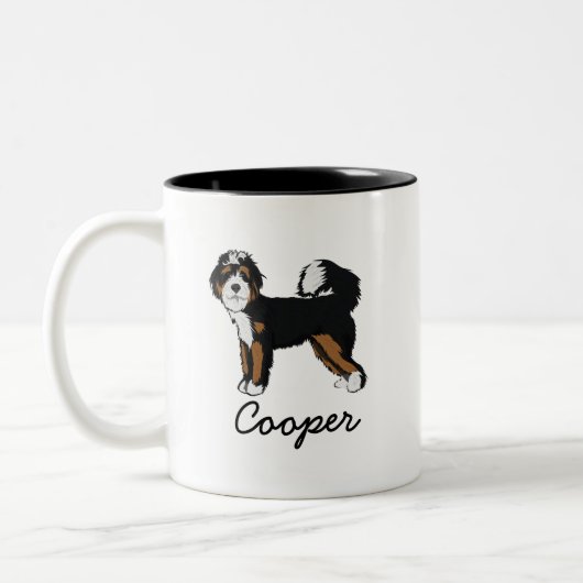 Tasse 2 Couleurs Nom personnalisé Bernedoodle Photo (Gauche)