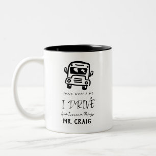 Tasse 2 Couleurs Nom personnalisé Cadeau de chauffeur de bus scola