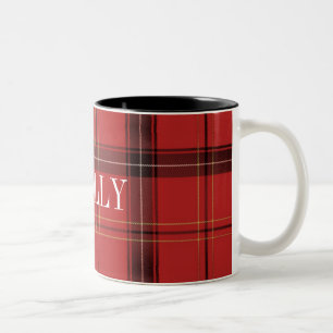 Tasse 2 Couleurs Nom Personnalisé Cosy Red Plaid/Tartan Holiday Mu
