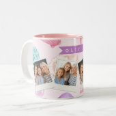 Tasse 2 Couleurs Nom personnalisé côtier coquillage pastel personna (Devant gauche)
