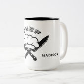 Tasse 2 Couleurs Nom personnalisé Coups de logo Chef (Devant droit)