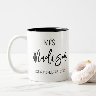 Tasse 2 Couleurs Nom personnalisé de mariage Date Mariage personnal