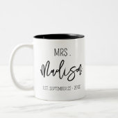 Tasse 2 Couleurs Nom personnalisé de Mme Date de mariage Mariage pe (Gauche)