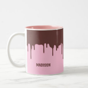 Tasse 2 Couleurs Nom personnalisé Déchets de chocolat