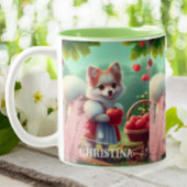 Tasse 2 Couleurs Nom personnalisé du chien mignon avec pommes