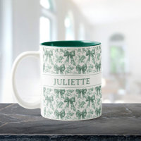 Nom personnalisé Elégante Vintage Floral Green Bow