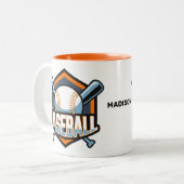 Tasse 2 Couleurs Nom personnalisé et base-ball couleur (Devant gauche)