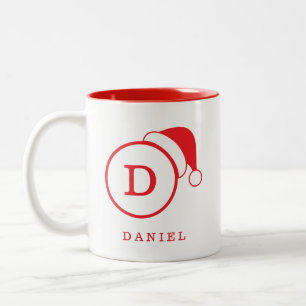 Tasse 2 Couleurs Nom personnalisé et rouge monogramme du Père No