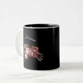 Tasse 2 Couleurs Nom Personnalisé Fleurs Chic Bourgogne (Devant gauche)