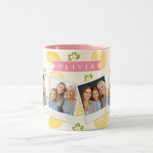 Tasse 2 Couleurs Nom personnalisé floral citron été personnalisé