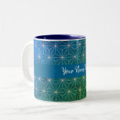Tasse 2 Couleurs Nom personnalisé Greenleaf Laser Vert bleu (Devant gauche)