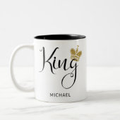 Tasse 2 Couleurs Nom personnalisé King avec Couronne Parties scinti (Gauche)
