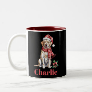 Tasse 2 Couleurs Nom personnalisé Labrador Retriever Noël