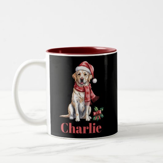 Tasse 2 Couleurs Nom personnalisé Labrador Retriever Noël (Gauche)