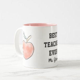 Tasse 2 Couleurs Nom personnalisé Meilleur enseignant jamais aquar