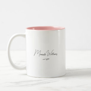 Tasse 2 Couleurs Nom personnalisé minimaliste Élégant manuscrit