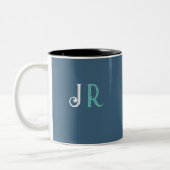 Tasse 2 Couleurs Nom personnalisé Monogramme (Gauche)