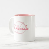 Tasse 2 Couleurs Nom personnalisé ~ monogramme rose (Devant gauche)