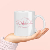 Tasse 2 Couleurs Nom personnalisé ~ monogramme rose