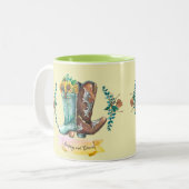 Tasse 2 Couleurs Nom personnalisé Newlyweets Rustic Cowboy Boots (Devant gauche)
