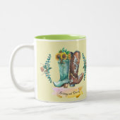 Tasse 2 Couleurs Nom personnalisé Newlyweets Rustic Cowboy Boots (Gauche)