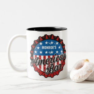 Tasse 2 Couleurs NOM Personnalisé Patriotic USA Drapeau American Ba